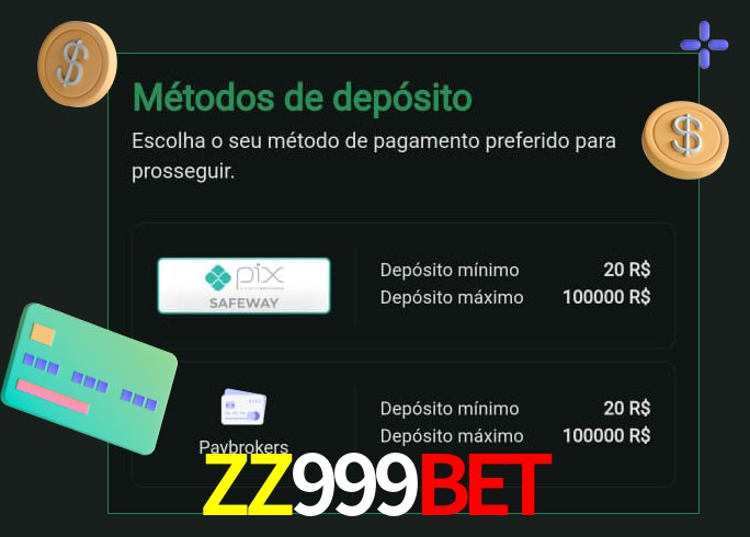O cassino ZZ999BET oferece uma grande variedade de métodos de pagamento